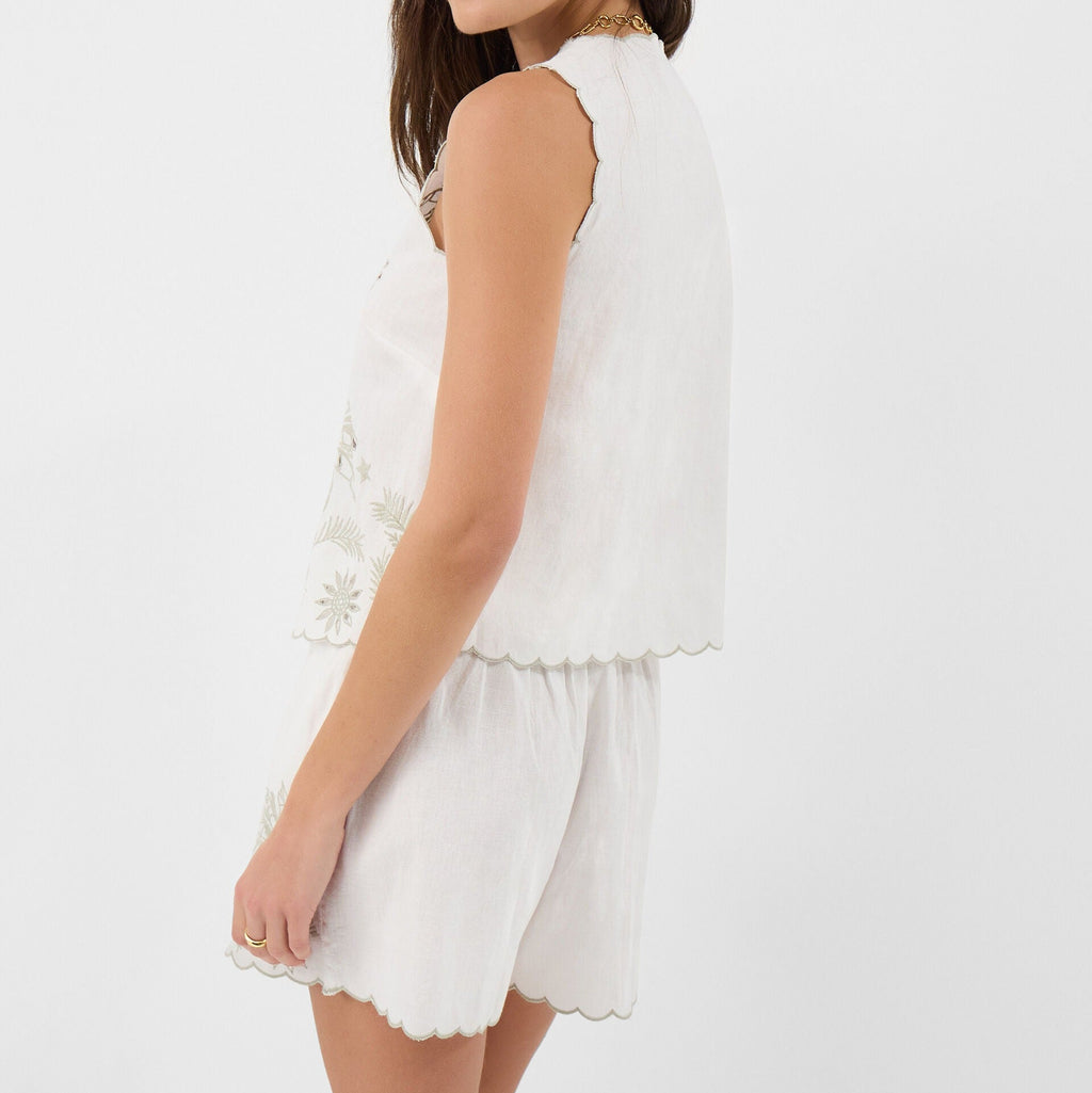 Cutwork Tie Front Tank Top