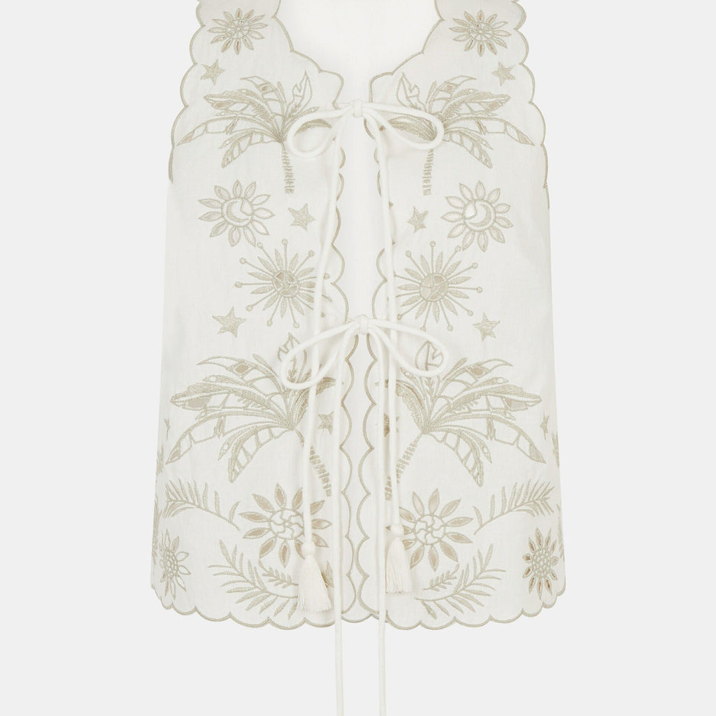Cutwork Tie Front Tank Top