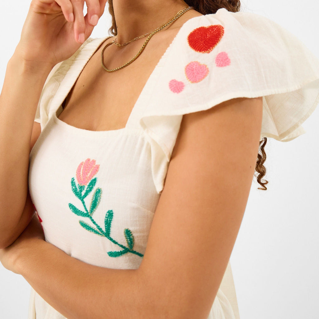 Floral Embroidered Midi Dress