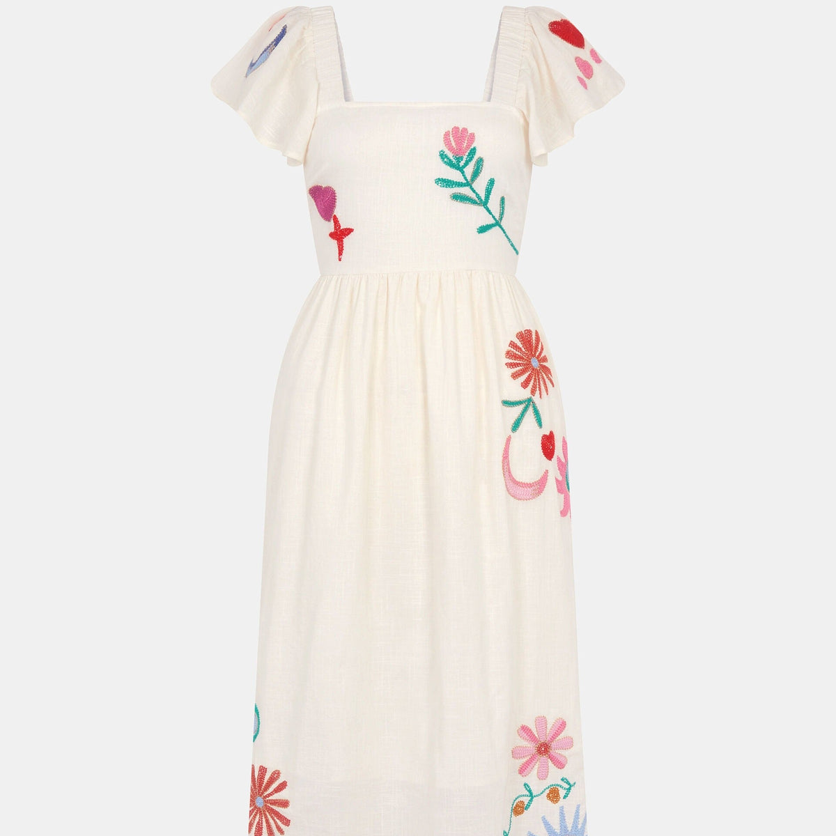 Floral Embroidered Midi Dress