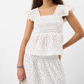 Frill Polka Dot Smocked Top