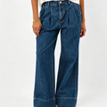 Pleat Waist Wide Leg Jeans