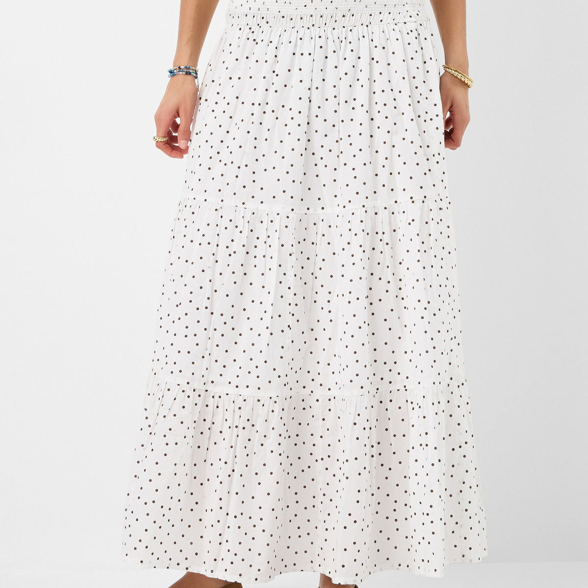 Polka Dot Tiered Maxi Skirt
