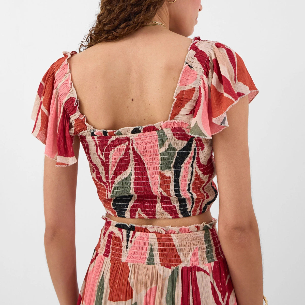 Print Smocked Crop Top