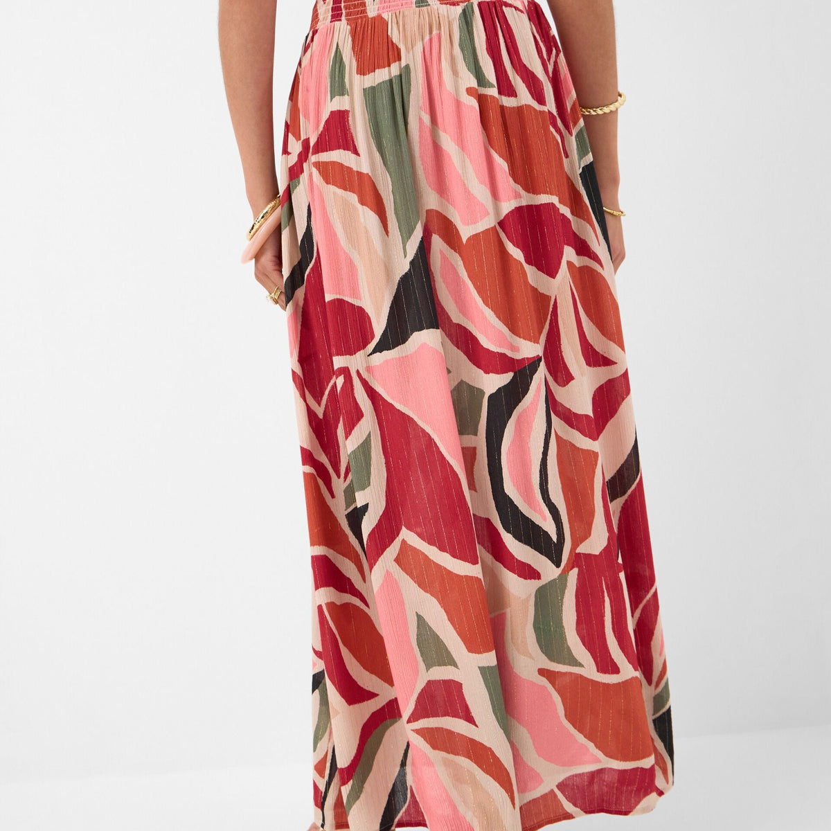 Print Smocked Maxi Skirt
