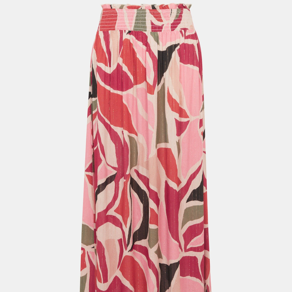 Print Smocked Maxi Skirt