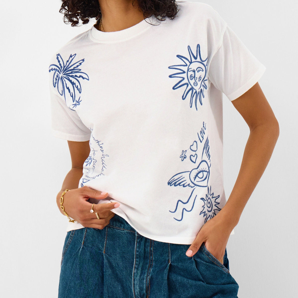 Sun Embroidered T-Shirt